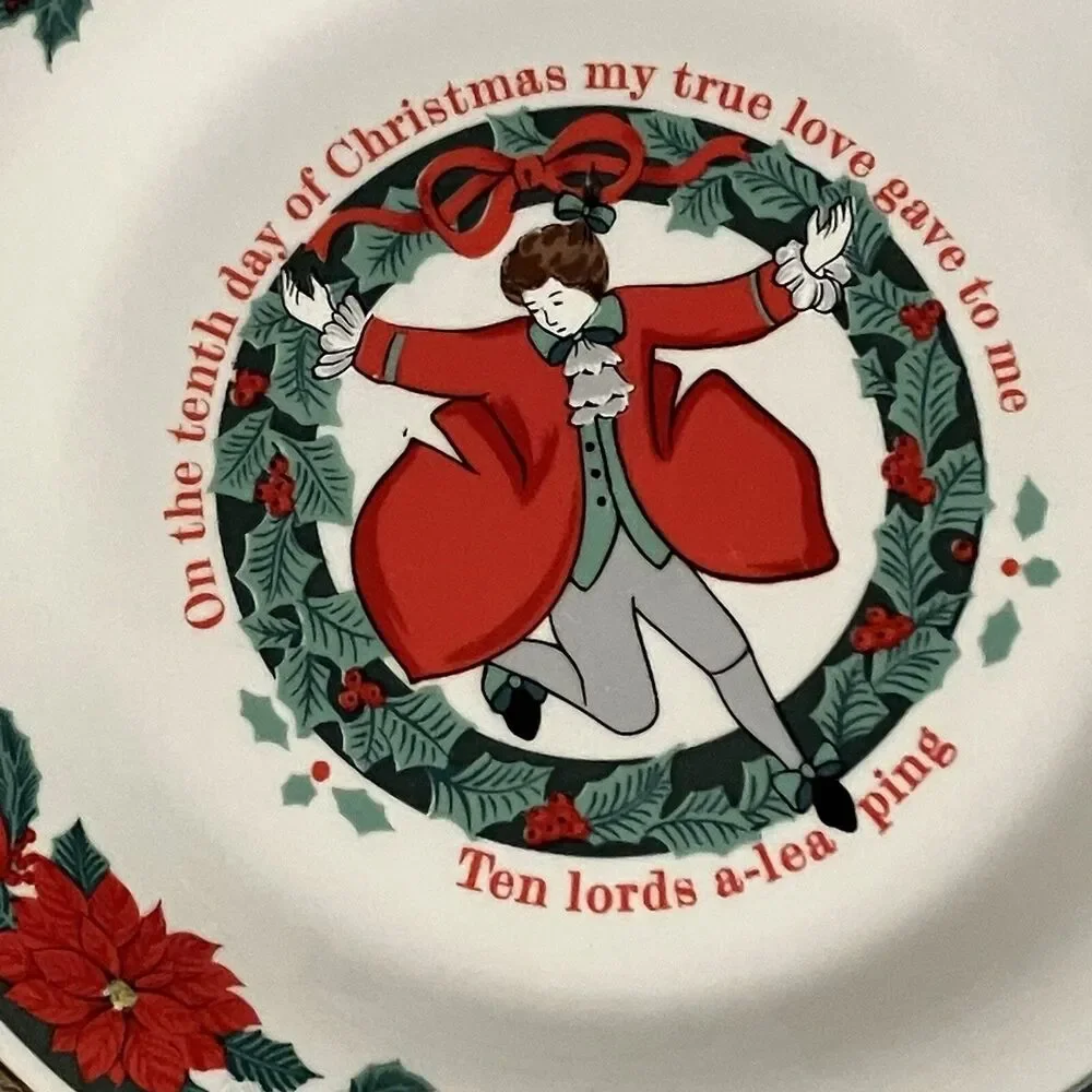 Tienshan Deck the Halls Salad Plate 12 Days of X-Mas Ten Lords Leaping Replace